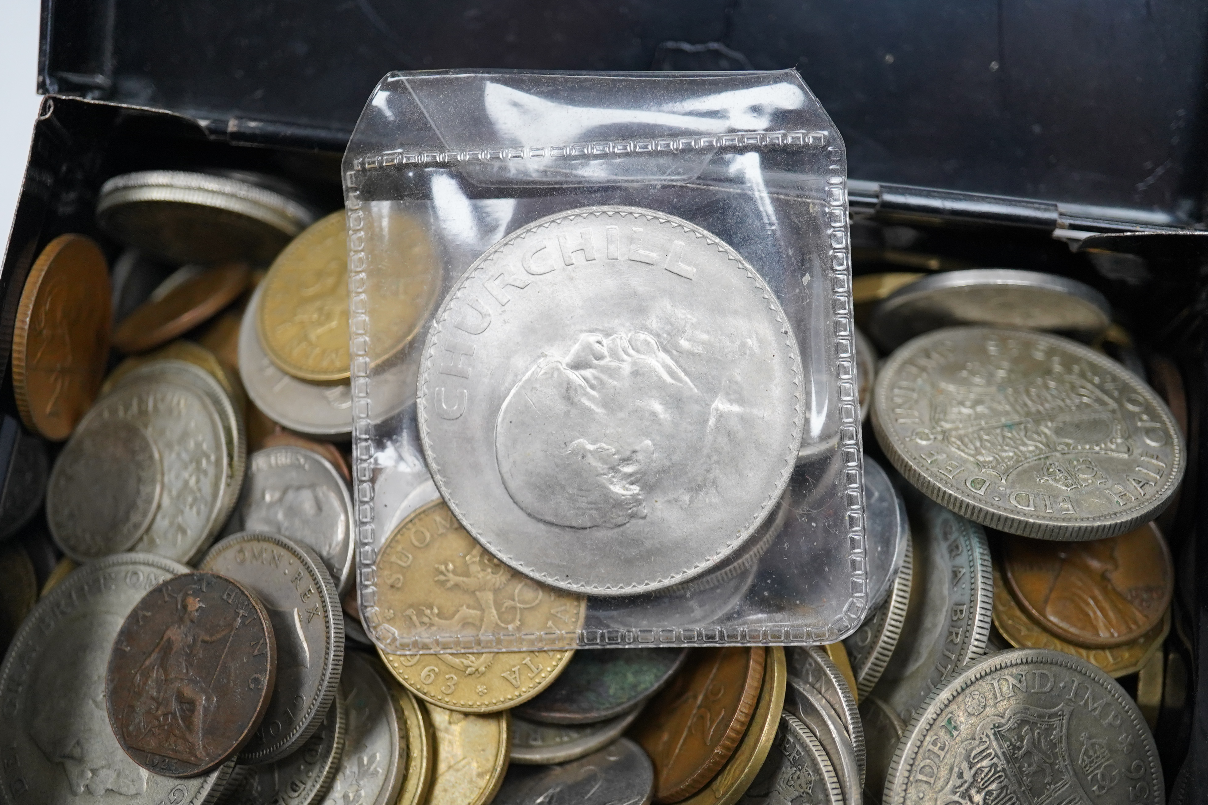 A collection of British and foreign coins, mostly 20th century. Condition - poor to fair